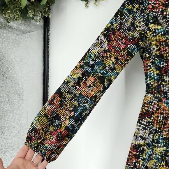 Love Sadie Abstract Houndstooth Print Long Sleeve Fit and Flare Dress Small NWT - Picture 8 of 13